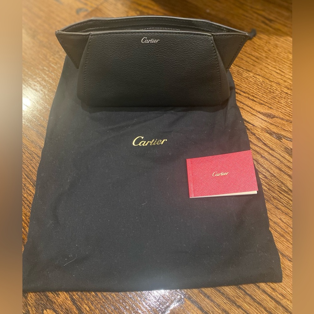 CARTIER Clutch Onyx Taurillon Leather C De Cartier Bag Palladium Hardware